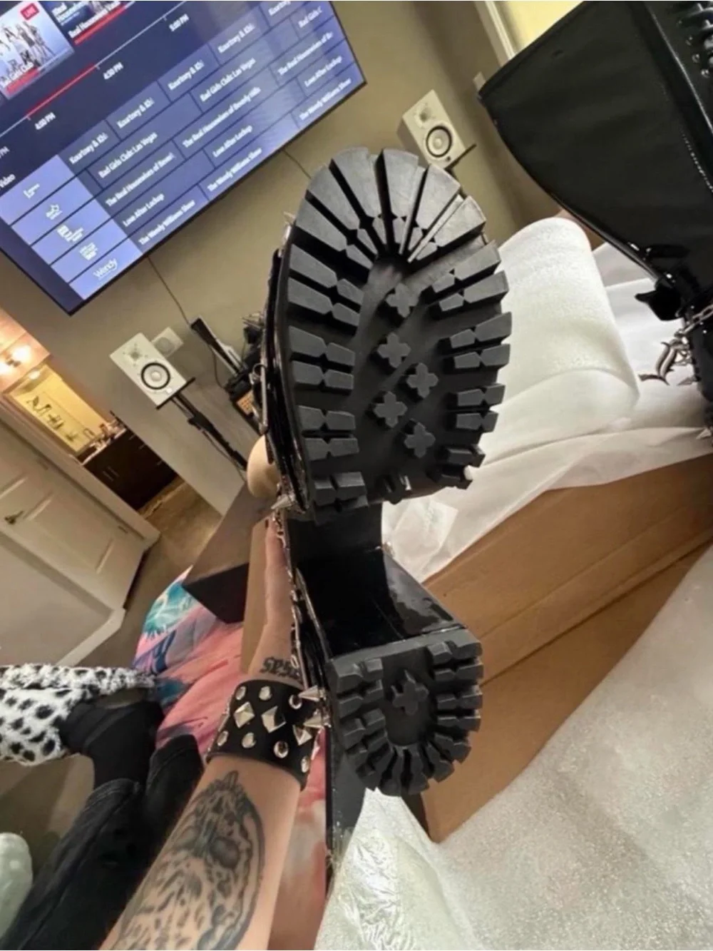 Dolls Kill Black Patent Platform Over-the-Knee Buckle Boots